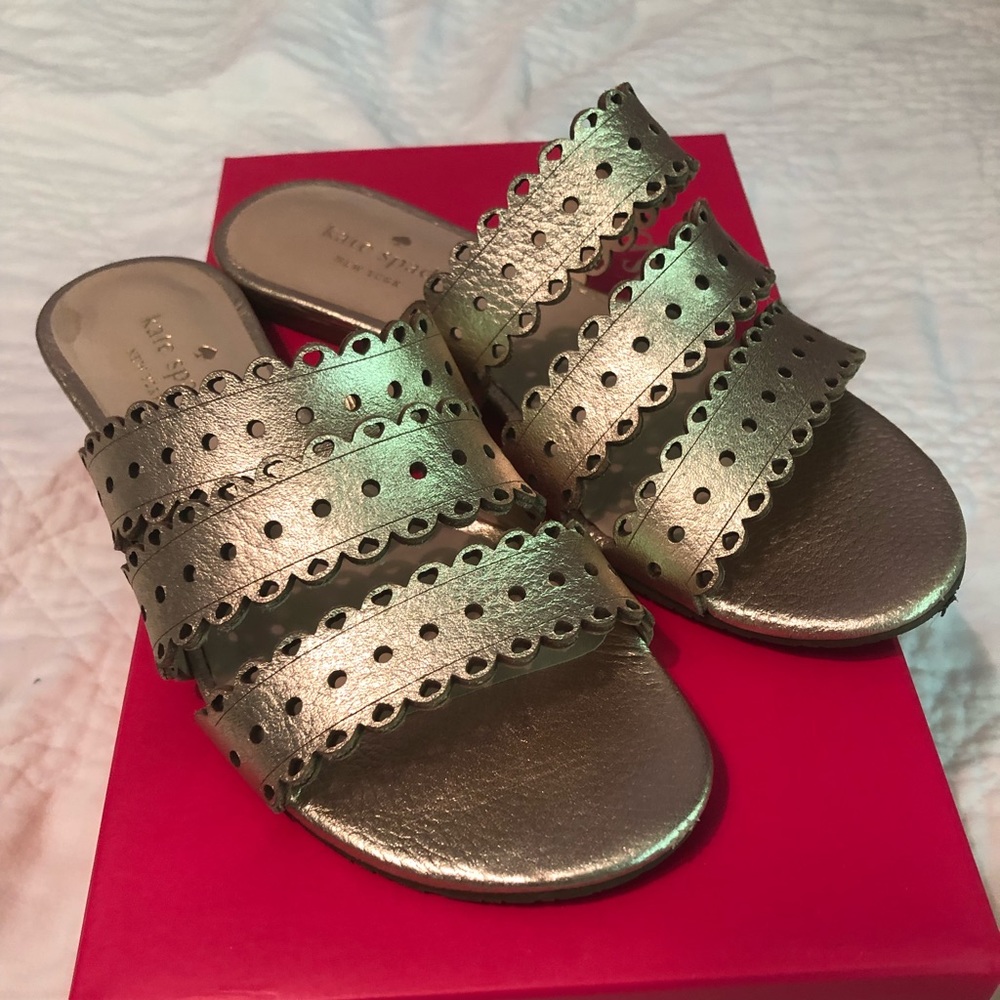 Kate Spade Gold Sandals, Size 6